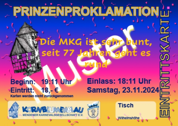 Ticket-Prinzenproklamation 23.11.2024