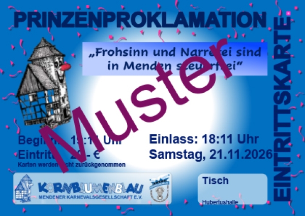 Ticket-Prinzenproklamation 21.11.2026